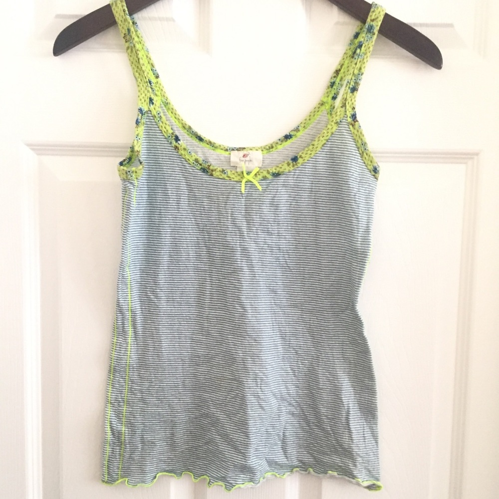 Free People contrasting stripe & floral tank. S